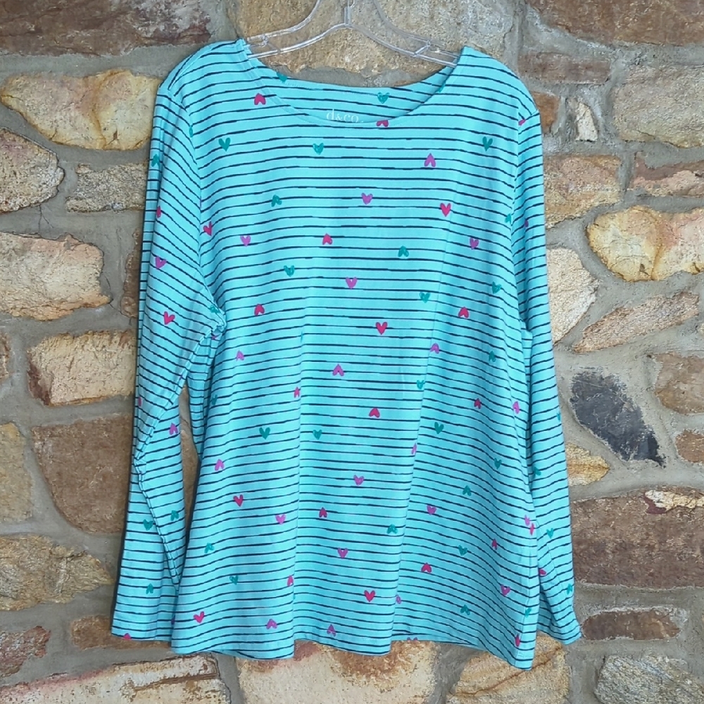 Denim&Co Heart Printed Perfect Jersey Top